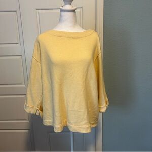 J. Jill PureJill Butter Yellow 3/4-sleeve Oversized Boatneck Sweatshirt MP